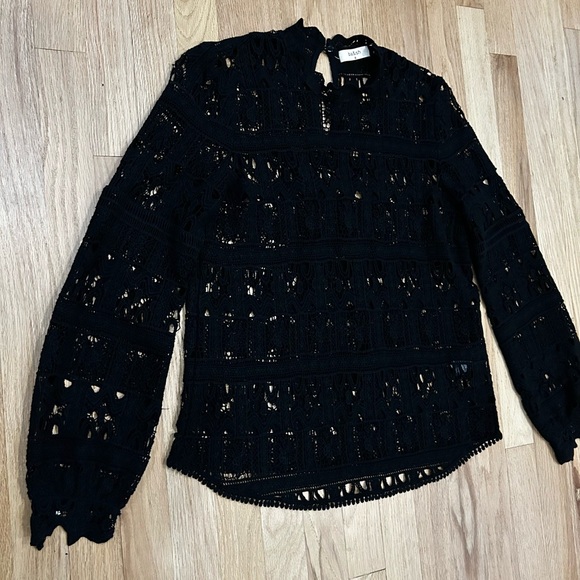 BA&SH estela lace long sleeve blouse boho romantic victorian black size 4 US - Picture 5 of 12
